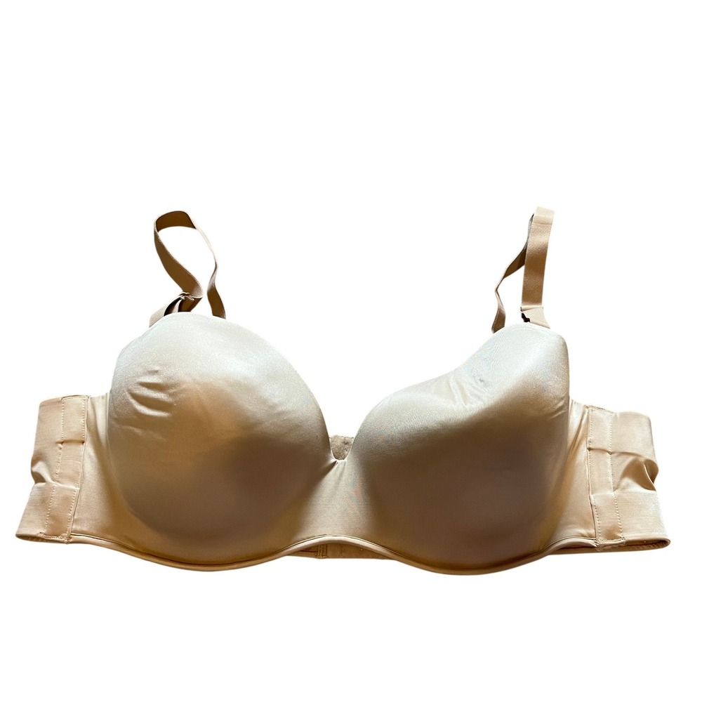Cacique Beige Multi-Way Strapless Underwire Bra 46C Smooth Molded Cups RN118641